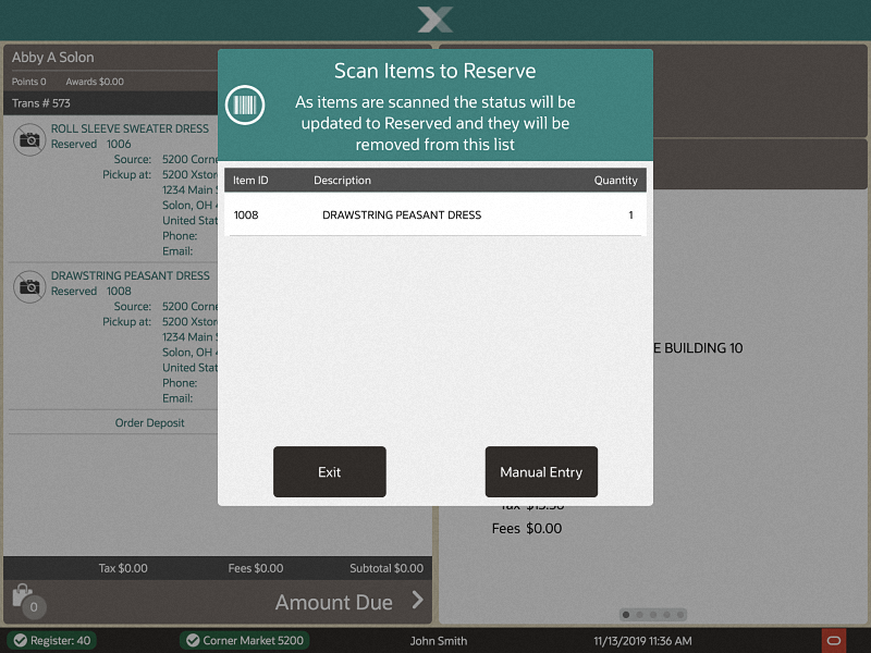 Scan Items to Reserve