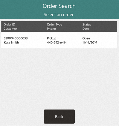 Order Search List