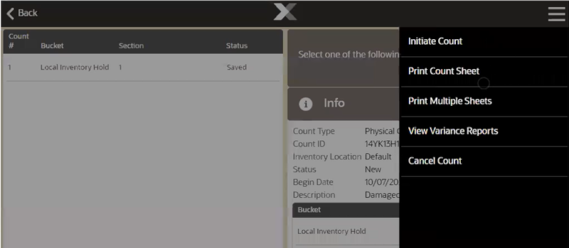 Count Context Menu Options