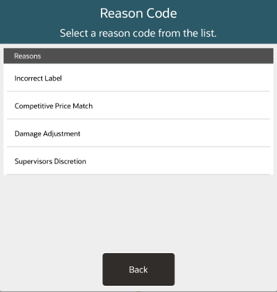 Reason Code List