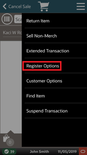 Handheld Register Options Handheld Register Options