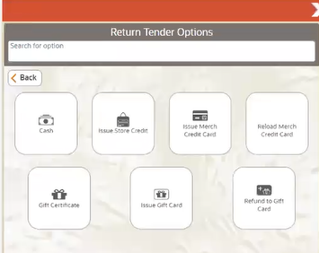 Return Tender Options