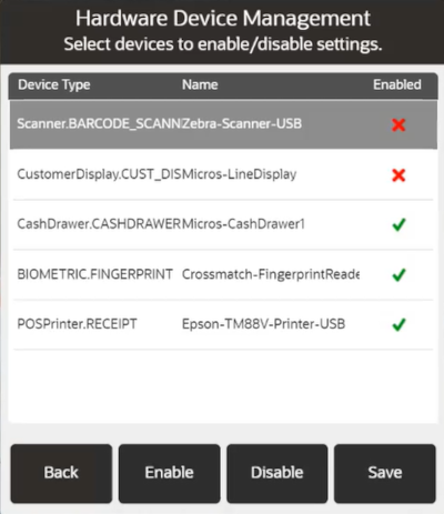 Hardware Device Management - Disabled Device