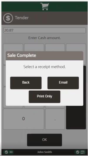 Handheld Receipt Options