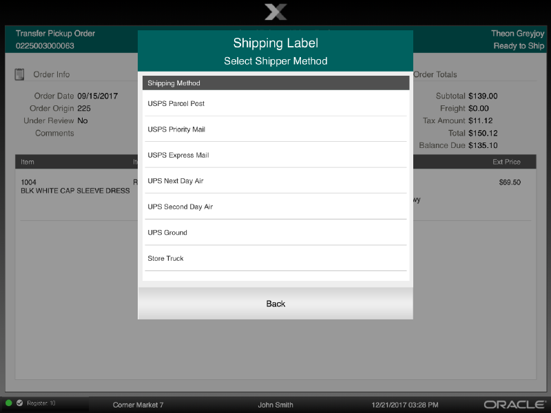 Select Shipping Method