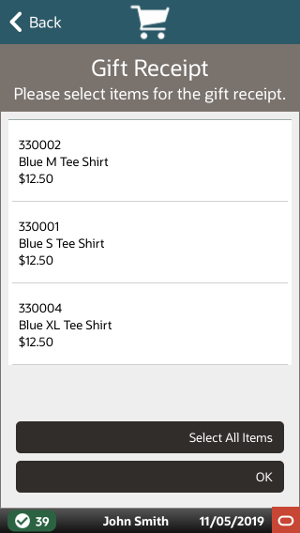 Handheld Gift Receipt Items