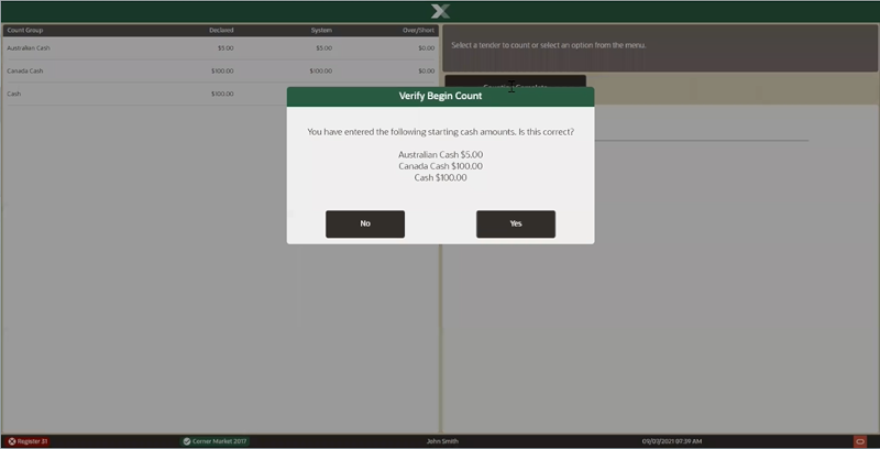 Verify Begin Count Prompt