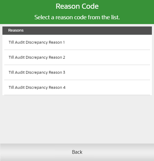 Starting Cash Totals Reason Code