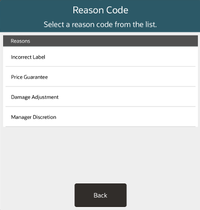 Reason Code List