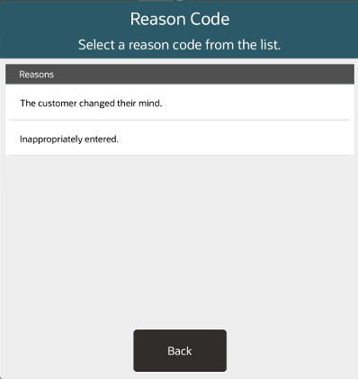 Reason Code List
