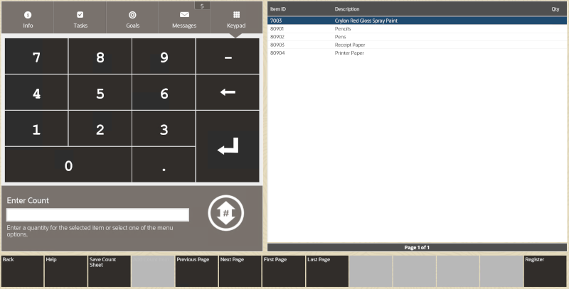 Count Screen - Enter Count Prompt
