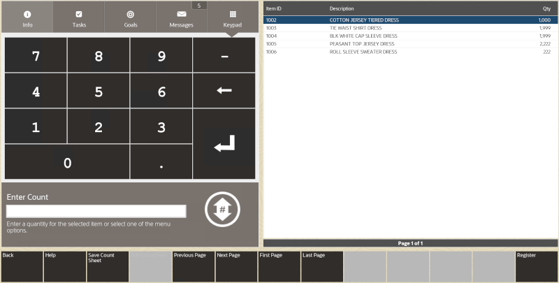 Count Sheet Items