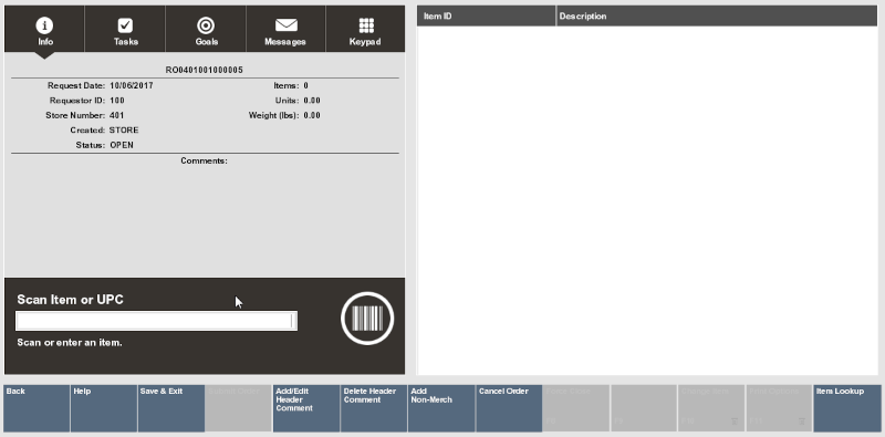 New Inventory Replenishment Screen