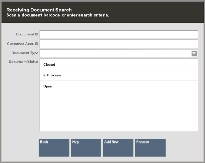 Receiving Document Search Form