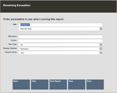 Receiving Exception Report Form