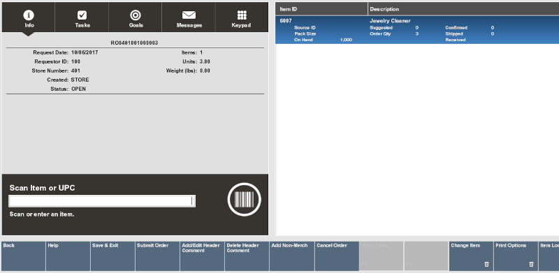 Replenishment Button Options