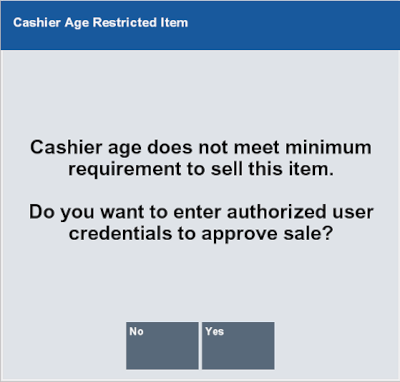 Cashier Age Restricted Item