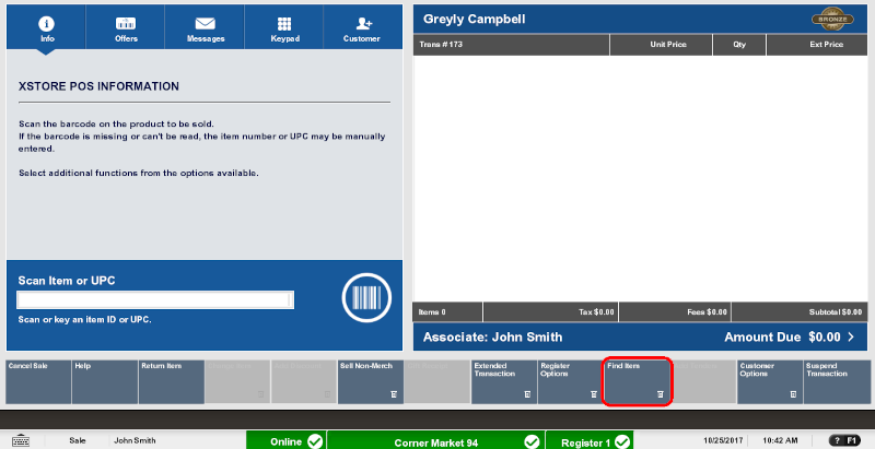 Register Sale Screen Register Sale Screen