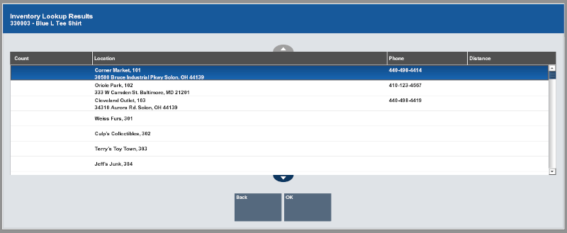 Inventory Locator Results Inventory Locator Results