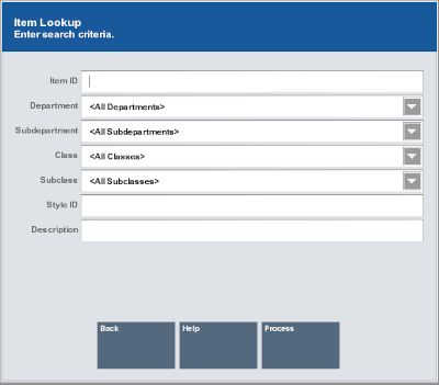 Item Lookup Form Item Lookup Form