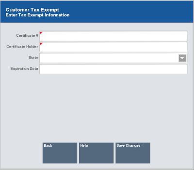 Customer Tax Exempt Form