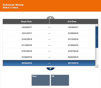 Schedule Week Dates