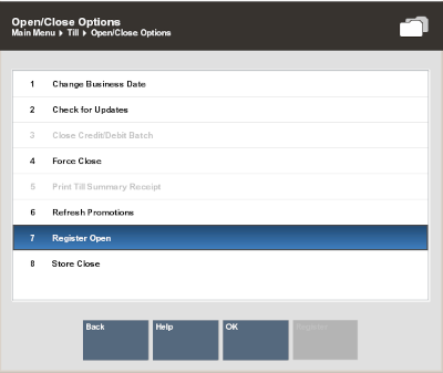 Open/Close Options Menu