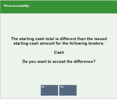 Starting Cash Difference Prompt