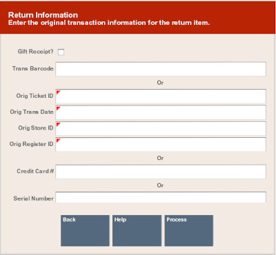 Original Transaction Return Information