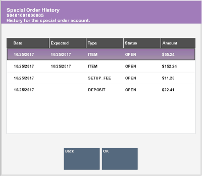 Special Order View History