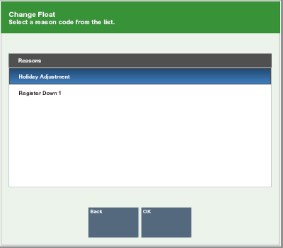 Change Float Reason Code List Change Float Reason Code List