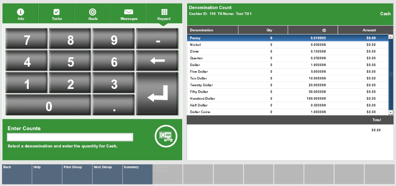 Denomination Count Denomination Count