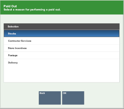 Paid Out Reason Codes Paid Out Reason Codes