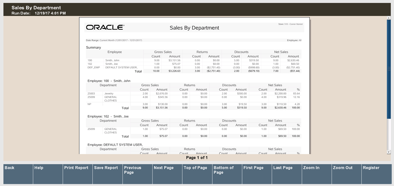 Report Navigation Options