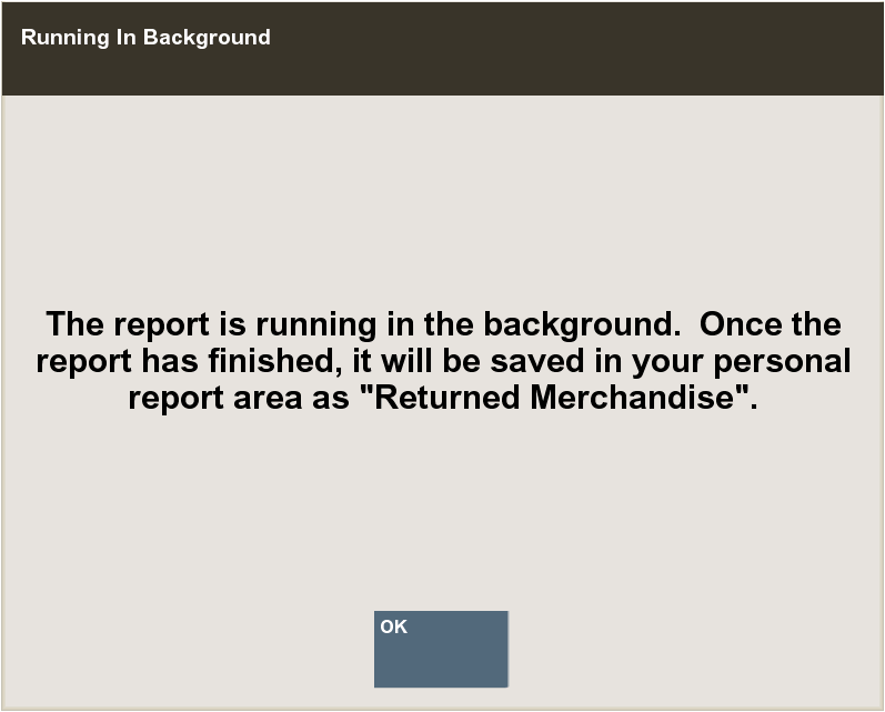 Report Running in Background Prompt