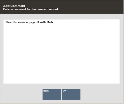 Add comment to timecard record prompt