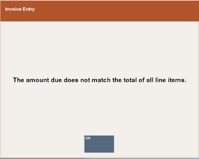 Amount Due Out of Balance Message