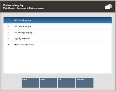 Balance Inquiry Menu