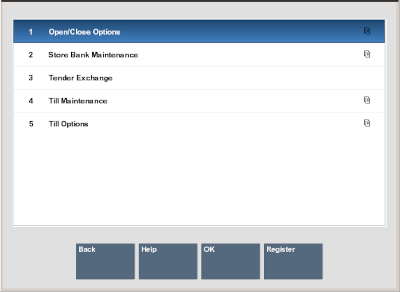 Till Menu - Open/Close Options