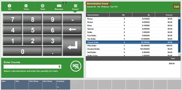 Cash Denomination Count