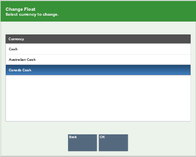 Change Float - Currency List