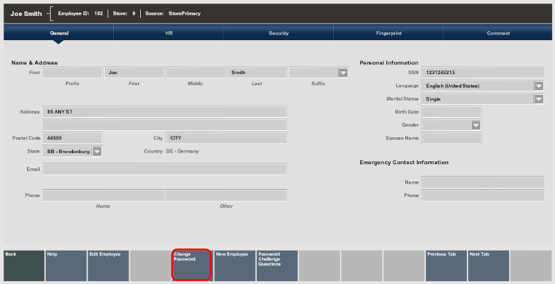 Change Password Menu Option