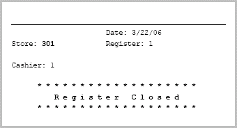 Close Receipt Sample