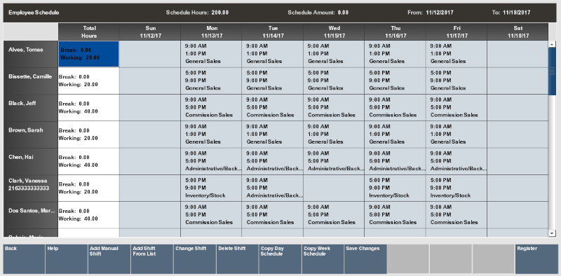 Copied Week Schedule