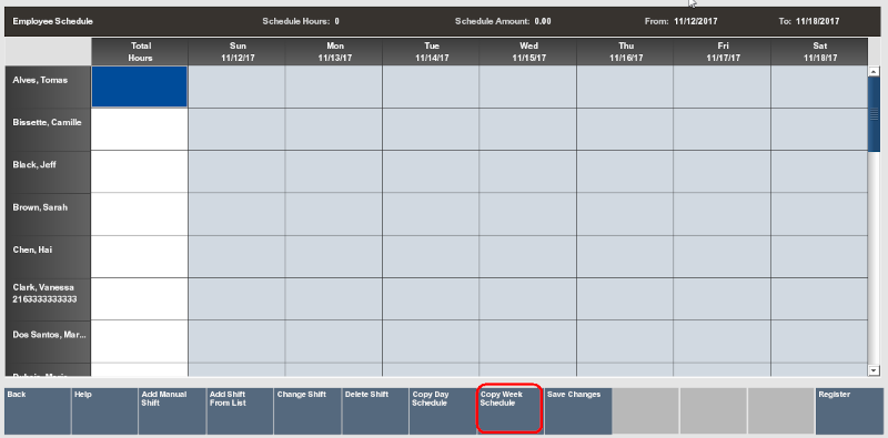 Copy Week Schedule Option