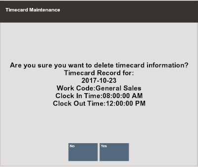 Delete Timecard Confirmation Prompt