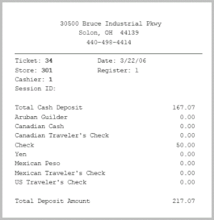 Deposit Receipt Sample