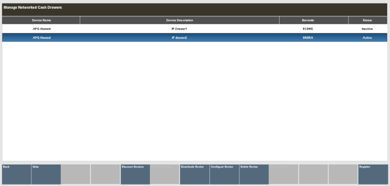 List of Discovered Networked Cash Drawers