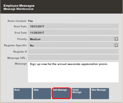 Employee Messages Menu Option