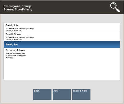Employee Lookup Results List